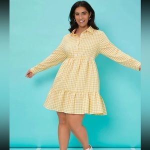 Heavy Cotton Feel Yellow Gingham Dress